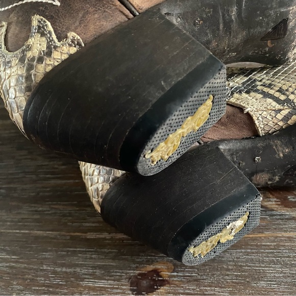 Dan Post Python Wicked Genuine Snakeskin Leather Western Cowgirl Cowboy Boots 7M - Picture 14 of 16